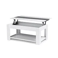 idmarket - table basse contemporaine georgia plateau relevable bois blanc et gris
