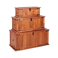 marron matériau : bois d'acacia massif coffres de rangement 3 pcs bois d'acacia solidemeubles armoires meubles de rangement coffres de rangement