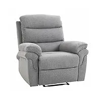 homcom fauteuil de relaxation inclinable manuel avec repose-pied ajustable tissu polyester aspect lin |gris clair chiné