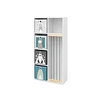 vicco bibliothèque enfant marvin, blanc, 72 x 143 cm avec 4 boxes pliants opt.2
