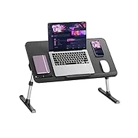 table pliable, saiji table de lit, réglable hauteur angle, max 17'' ordinateur portable, pour lit canapé (noir, 60 * 33cm)