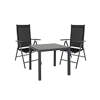svita ensemble table de jardin avec 2 chaises en aluminium et plateau en verre