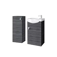 planetmöbel armoire de salle de bain étroite avec lavabo, 32 cm, anthracite