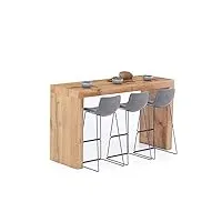 mobili fiver, table haute evolution 180x60, bois rustique, made in italy