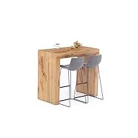 mobili fiver, table haute evolution 120x60, bois rustique, made in italy
