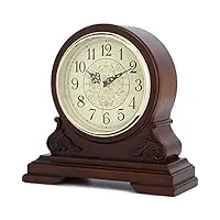 hedmai horloge de cheminée, horloge de cheminée en bois décorative silencieuse à piles, horloge de cheminée vintage pour salon cheminée bureau cuisine étagère de bureau décor à la maison cadeau