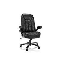 hjh office 691020 xxl siège bureau instructor iii similicuir noir fauteuil de direction, capacité de charge 220kg, confortable