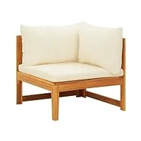 vidaxl bois d'acacia solide canapé d'angle avec coussins canapé d'angle de patio meuble de terrasse canapé de jardin extérieur blanc crème
