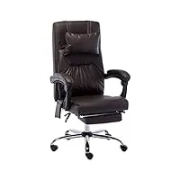vidaxl chaise de bureau de massage fauteuil d'ordinateur inclinable siège ergonomique fauteuil de bureau hauteur réglable marron similicuir