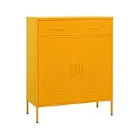 vidaxl armoire de rangement placard armoire de stockage meuble de rangement salon salle de séjour intérieur jaune moutarde 80x35x101,5 cm acier
