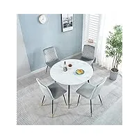 hallowood furniture finley lot de 4 petites tables de salle à manger rondes et chaises en velours avec pieds en métal noir, petite table et chaises pour cuisine/salon