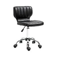 homcom tabouret à roulettes - tabouret de travail pivotant 360° - - tabouret ergonomique - hauteur assise réglable 47-62 cm - revêtement synthétique matelassé noir métal chromé