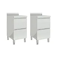 vidaxl 2x armoires de cuisine commerciale avec 2 tiroirs meubles de rangement armoires de rangement stockage tables de travail inox