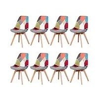 herbalady lot de 8 chaises de salle à manger nordiques minimalistes avec pieds en hêtre naturel avec coussins.chaise de réception créative,adaptée pour salle à manger,chambre à coucher et salon rouge
