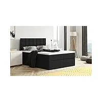 generisch lit à sommier tapissier mera double avec surmatelas de coffre de lit (140 x 200, noir – cuir synthétique madryt 1100)