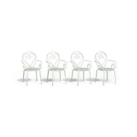 vente-unique - lot de 4 fauteuils de jardin empilables en métal façon fer forgé - vert amande - guermantes de mylia