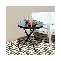 table d'appoint pliante noire - table basse de jardin extérieure - petite table ronde pour intérieur et extérieur