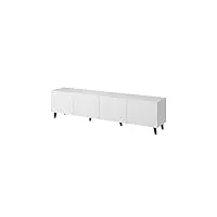 bim furniture buffet tv pafos 200 cm avec façade fraisée en panneau mdf de haute qualité meuble tv commode hi-fi table tv pieds scandinave blanc