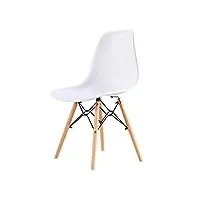 sampur - chaise christie de salle à manger | chaise de bureau et de salon design rétro scandinave | chaise salle d'attente durable et elégante avec pieds en hêtre massif - blanc