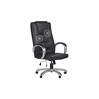 chaise de bureau avec fonction de massage et chauffante en cuir pu et acier noir grandeur ii
