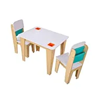kidkraft ensemble table et 2 chaises pour enfants en bois rangement de poche, table enfant avec 2 chaises, meuble de rangement, chambre enfant, 20353
