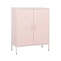 vidaxl armoire de rangement placard armoire de stockage meuble de rangement salon salle de séjour intérieur rose 80x35x101,5 cm acier