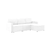 vidaxl canapé-lit modulaire 3 places sofa de salon canapé convertible canapé de salle de séjour meuble de salon intérieur blanc similicuir