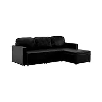 vidaxl canapé-lit modulaire 3 places sofa de salon canapé convertible canapé de salle de séjour meuble de salon intérieur noir similicuir