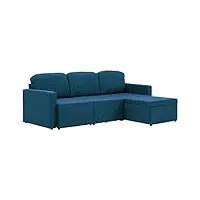 vidaxl canapé-lit modulaire 3 places sofa de salon canapé convertible canapé de salle de séjour meuble de salon intérieur bleu tissu
