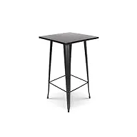 kosmi table haute carrée 60x60cm - mange debout style industriel en métal noir mat