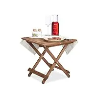 relaxdays table pliante en bois, pour salon, balcon et terrasse, robuste, console, hlp : 50 x 50 x 50 cm, marron