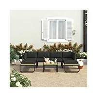 vidaxl canapés d'angle de jardin 4 pcs et coussins sofa de salon jardin patio terrasse intérieur maison extérieur aluminium et wpc