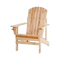 outsunny fauteuil de jardin adirondack grand confort porte-gobelet intégré bois de sapin traité peint bois naturel