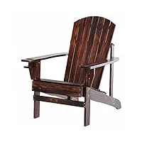 outsunny fauteuil de jardin adirondack grand confort porte-gobelet intégré bois de sapin traité peint marron