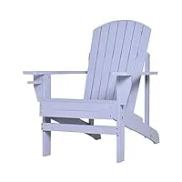 outsunny fauteuil de jardin adirondack grand confort porte-gobelet intégré bois de sapin traité peint gris