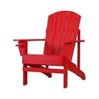 outsunny fauteuil de jardin adirondack grand confort porte-gobelet intégré bois de sapin traité peint rouge
