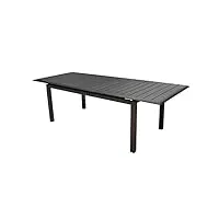 proloisirs table de jardin rectangulaire extensible louisiane en aluminium - graphite 187/247 cm