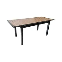 proloisirs table de jardin rectangulaire extensible louisiane ii en aluminium - graph/oak 147/187 cm
