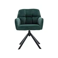chairus chaise de bureau en velours fauteuil travail pivotant à 360° avec pieds en métal chaise rembourré pour salon chambre (vert (pieds en métal))