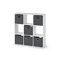 vicco meuble de rangement cube nove, blanc, 104 x 108 cm avec 6 boîtes pliantes