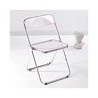 kaihaowin chaise pliante transparent moderne 48 x 48 x 76 cm, chaises pliantes interieures en cadre chromé, chaises de salle à manger pliantes, convient pour salle à manger, salon, rose