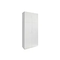 ml-design armoire multi-usages, blanc, 80x182,4x37 cm, en mdf mélaminée, 2 portes et 5 compartiments, meuble haute de rangement à dossiers penderie, design moderne, matériel de montage inclus