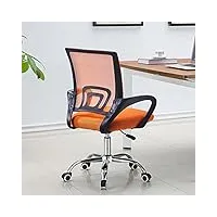 lemroe chaise de bureau ergonomique avec accoudoirs - chaise de bureau réglable en maille avec soutien lombaire - chaise pivotante avec roues flexibles (orange)