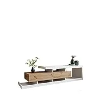 mirjan24 lowboard lofor meuble tv bas, 2 tiroirs, ouverture sans poignée, buffet, meuble tv, meuble tv, meuble tv (blanc/wotan)