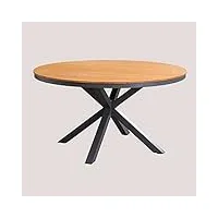 sklum table de jardin ronde en aluminium et bois d'eucalyptus archer gris anthracite Ø140 cm