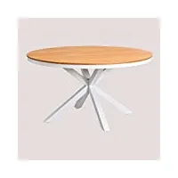 sklum table de jardin ronde en aluminium et bois d'eucalyptus archer blanc Ø140 cm