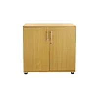 mmt furniture - armoire basse à 2 portes - petite armoire de rangement pour le bureau, meuble et la maison - bois armoire de rangement 2 étagères pour bureau - 73cm de haut - hêtre