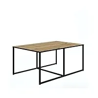 oggi, table basse carrée industrielle, table de salon, table canapé, table basse, design industriel 102cm x 46cm x 67cm wotan oak
