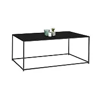 idmarket - table basse rectangulaire davis 113 cm en métal noir mat design industriel