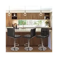 tabourets de bar avec dossier,réglable, chaises de cuisine hautes pivotantes à 360° avec repose-pieds,chaise haute bar moderne,chaise pivotante d'ordinateur chaise repose-pieds (4, noir)